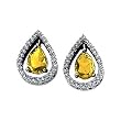 14K White Gold Citrine and Diamond Earrings