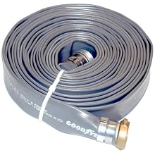 Goodyear EP Spiraflex Pliovic Compound Discharge Hose Assembly, Gray, Male X Female Water Shanks