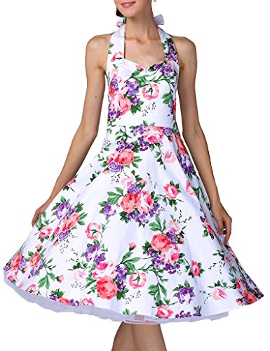 Yacun Women's Cocktail Vintage Dress Floral Party Rockabilly Swing Dresses