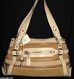 New Authentic Fossil Maddox Satchel Neutral Multi-color Leather Zipper Top Purse MSRP $248