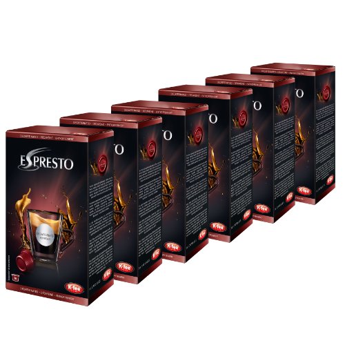 K-Fee Espresto Espresso Decaffeinated Coffee, Caffeine Free, Arabica, Intensity 7, Set of 6, 6x 16 Capsules