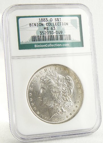 1883-O MORGAN SILVER DOLLAR NGC MS 63 BINION COLLECTION #352030-049-image