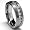 Grooved Men's Titanium Ring Wedding Band with 9 Cubic Zirconia size 8