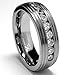 Grooved Men's Titanium Ring Wedding Band with