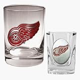 Detroit Red Wings Rocks Glass and Shot Glass Set