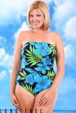 Longitude Spiked Leaves Bandeau One Piece Swimsuit - Plus Size Swimwear Plus Size Swimsuit