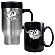 Nashville Predators Stainless Steel Travel Mug & Black Ceramic Mug Set - Primary Logo NHL Hockey