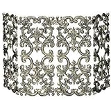 UniFlame 4-Fold Antique Gold Finish Cast Aluminum Screen