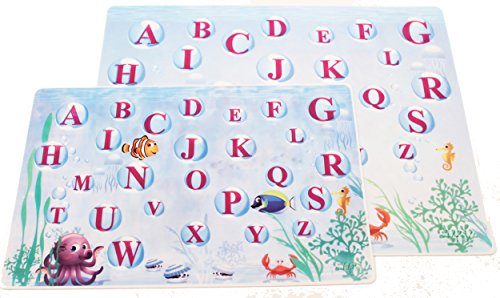 Smarty Pads Reusable Silicone Placemats with Slightly Embossed Alphabets, Under the Sea/Abc