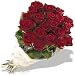 15 rote Rosen Rosenstrauß in Bastmanschette