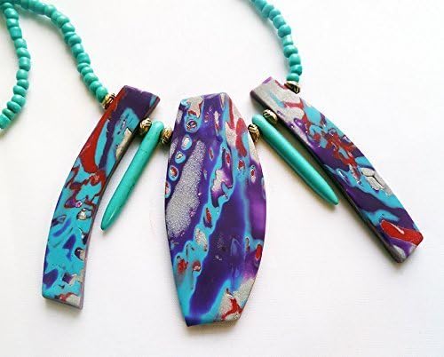 Ultra lightweight blue, red and purple Mokume Gane necklace