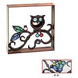 ブロック 塀 飾りブロック シャインガラス銅製ミニブロック(ふくろう) 燻し銅色