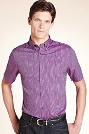 Autograph Pure Cotton Slim Fit Mini Gingham Checked Shirt