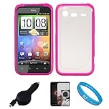 Durable Crystal Hard Case Cover with Pink Rubberized TPU Silicone Skin Edge ....
