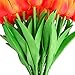 Luyue Artificial Silk Flower Mini Tulips Real Touch Flowers Bouquet for Wedding Party Decoration Pack of 12 (Sunset)