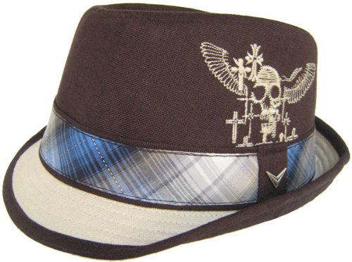Fender Custom Shop Skull on Wings & Cross Linen Fedora Plaid Band