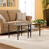 Bunch Metal Cocktail Coffee Table with Glass Top, Black finish