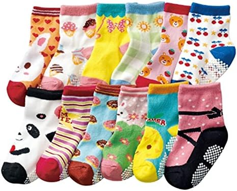 Baby Toddler Socks 12 pair socks Anti-slip Assorted Kids Socks baby socks 0-3 unisex