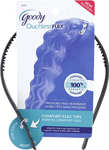 Goody Ouchless Medium Headband with Flex Tips, Assorted Colors, 2 Count