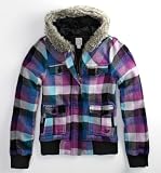 Roxy Hot Pepper Plaid Bomber Jacket - Black X Xlrg