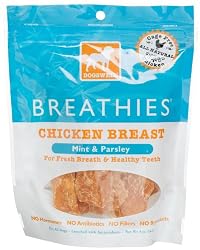 Dogswell Breathies for Dogs, Chicken Breast, Mint & Parsley, 5-Ounce Pouches (Pack of 6)