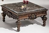 Old World Square Stone Wood Cocktail Table