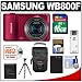 Samsung WB800F Smart Wi-Fi Digital Camera (Red) with 16GB Card + Battery + Case + Flex Tripod + Accessory Kit