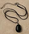Necklace - Black Onyx Drop Pendant - Minor Irregularities Must be Expected