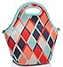 VASCHY Neoprene Lunch Tote Bag Designed by Artist 12.9x13.4x6.3 in with Detachable Adjustable Shoulder Strap for Women and Kids in Retro Rhombus