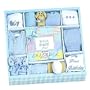 New Baby Boy Blue Layette Gift Set with Keepsake First Year Calendar - Great Shower Gift Idea for Newborns