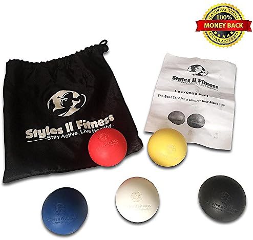 Styles II Fitness Lacrosse Massage Balls - Relieve Any Ache Or Pain - Improve Workouts And Joint Mobility - For Men and Women (set of 5) With Carrying Bag and User Guide