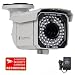 VideoSecu Outdoor 700TVL IR Security Camera 1/3" SONY Exview CCD II EFFIO-E DSP 65 IR Leds 8-20mm Varifocal Lens 3X Zoom CCTV Day Night Vision Camera for DVR Home Surveillance Free Power Supply IR549K WB7