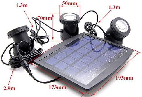 Double Fly Fish DBF 18 LEDs Solar Powered 3 Submersible Lamps RGB Color Changing Landscape Spotlight for Garden Pool Pond Outdoor Decoration & Lighting, Solar Underwater Light (Black)