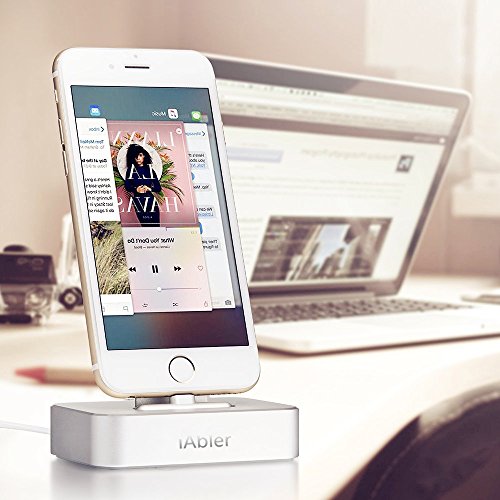 iPhone 7 Plus Charging Dock Station, iAbler Aluminum Charging Docking Station for Apple iPhone 7 6S 6 Plus iPad Pro mini (Lightning Cable Included) (2 in 1)
