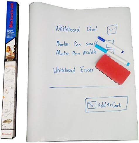 Whiteboard Decal Wall Sticker(18"x70") by Smic-Trade Bonus Includes Eraser, 2 Chalkboard Marker.