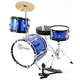 Blue Complete Junior Kid's Children's Drum Set with Cymbal Stool Sticks