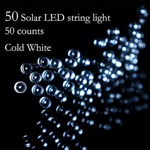 LIDORE 31ft/9.5m 50 Counts Pure white LED Solar String Lights. Best Decoration for Garden, Lawn and Camp.