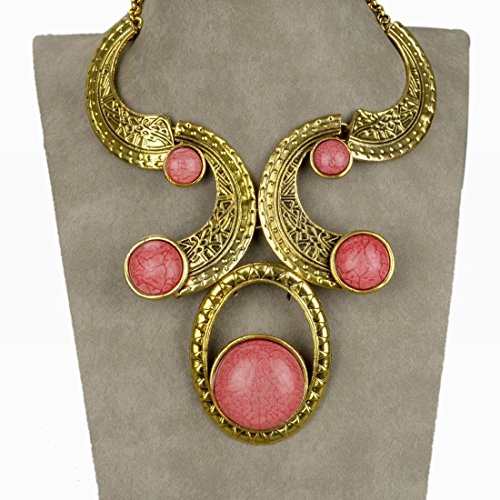 VTG 18KGP Gold Plated Choker Acrylic Chain Bib Necklace