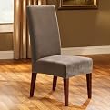 Sure Fit Stretch Pique Short Dining Room Chair Cover - Taupe