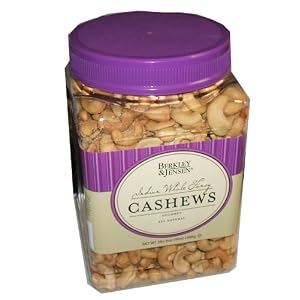 Berkley and Jensen Indian Whole Fancy Gourmet All Natural Cashews 38 Ounce Value Tub by Berkley and Jensen