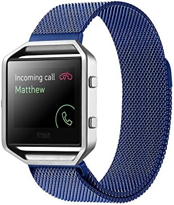 Fitbit Blaze Accessories Band Large, ESK Collection Fation Milanese Loop Stainless Steel Mesh Bracelet Replacement Band Strap for Fitbit Blaze Smart Fitness Watch (Blue 6.7''-8.1'')