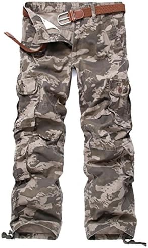 Cheruna Men's Loose Work Mid Rise Outdoor Straight Leg Cargo Pants Camouflage 36