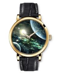 SPRAWL Aanalog Fashion Series Gold Ladies Watches of Genuine Black Leather Strap,Unique Wrist Watch for Women Girls Designed with planets