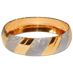 Gold and Rodium Plated Bangle Bracelets Costume Jewelry in Indian-Style 2.25 inches