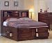 California King Size Bookcase Chest Bed in Brown Finish