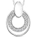 Chic Elegance: Sterling Silver Designer Inspired Double Oval Doorknocker Design Slider Style Pendant Necklace with CZ Diamonds
