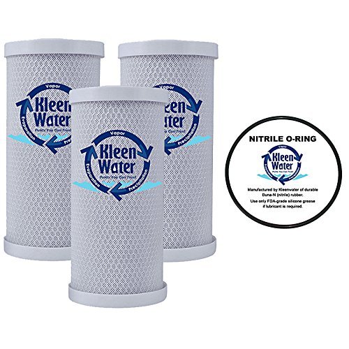 Whirlpool WHEF-WHPCBB Compatible Filter, KleenWater Carbon Block Water Filters, Chlorine Sulfur Chemical Removal Cartridges 3 Pack, WHKF-DWHBB Replacement O-ring Qty 1