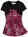 Amy Byer Girls 2-6x 2 Fer Pin Tuck Print Top,Pink,6