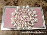 Jeweled Business Card Case- Pearls & Jewels- Pink