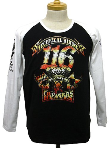 お兄系ロンT☆TECHNICAL RIDING☆ラグラン長袖Tシャツ【Lサイズ】